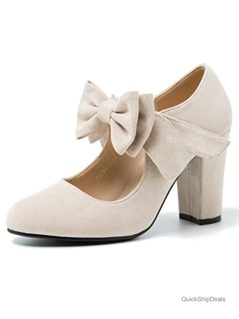 Women's Mary Jane Pumps 3.54 Inch Chunky Heel Round Toe Dress Shoes